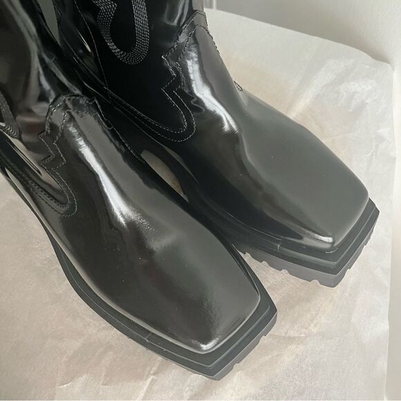 Jeffrey Campbell Night Ride Western Lug Sole Black Knee High Boots Size 9 NWOB - Picture 9 of 13